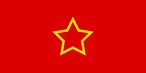 Red banner with 5-pointed golden star at the center