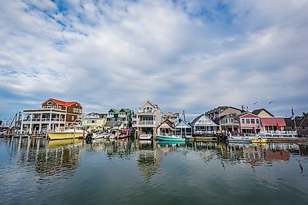 Boathouses in Cape May, New Jersey.