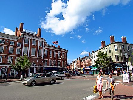 View of Market Square, the main economic and commercial center of the city of Portsmouth, New Hampshire, via quiggyt4 / Shutterstock.com