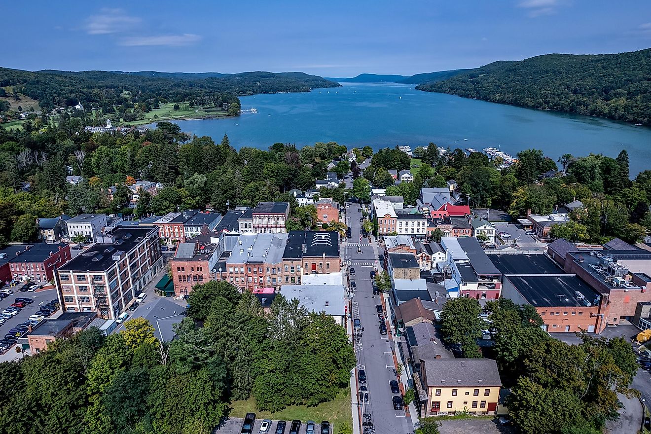 Aerial view of Cooperstown, New York.