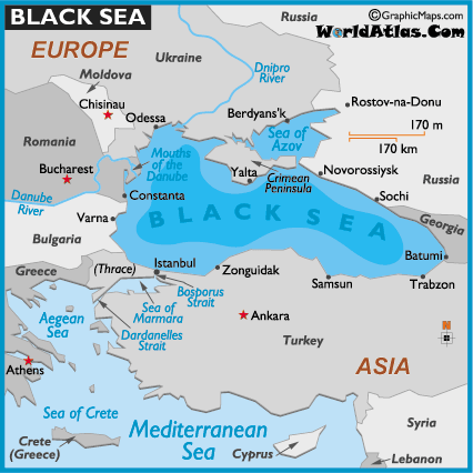  Asia Rivers on Map Of Black Sea   World Seas  Black Sea Map Location   World Atlas