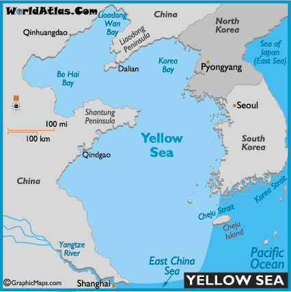   World on Yellow Sea Map And Map Of The Yellow Sea Size Depth History