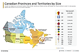 infographic showing Canadian territories and provinces by size (area in square kilometers)