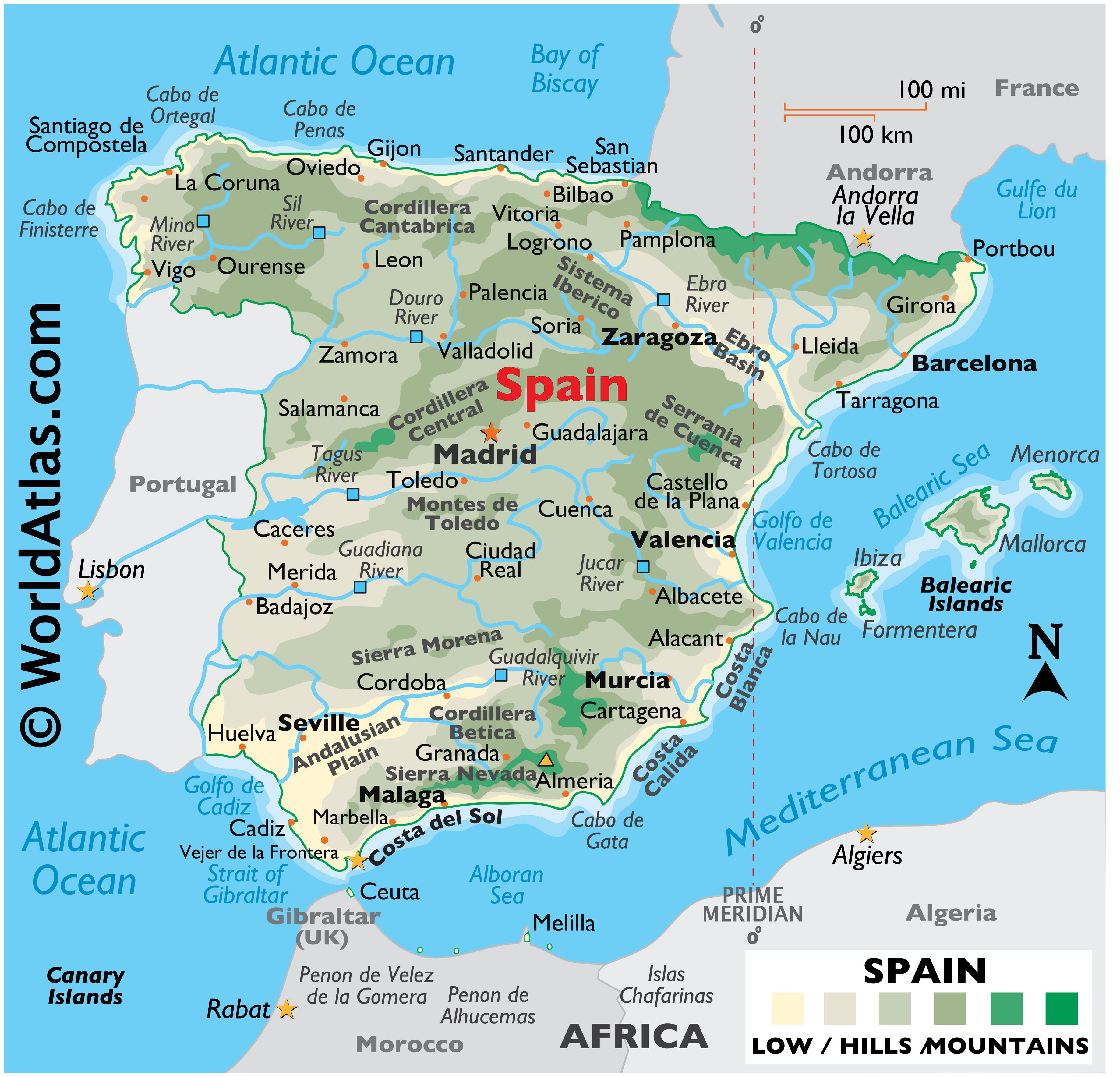 Geography Of Spain Landforms World Atlas