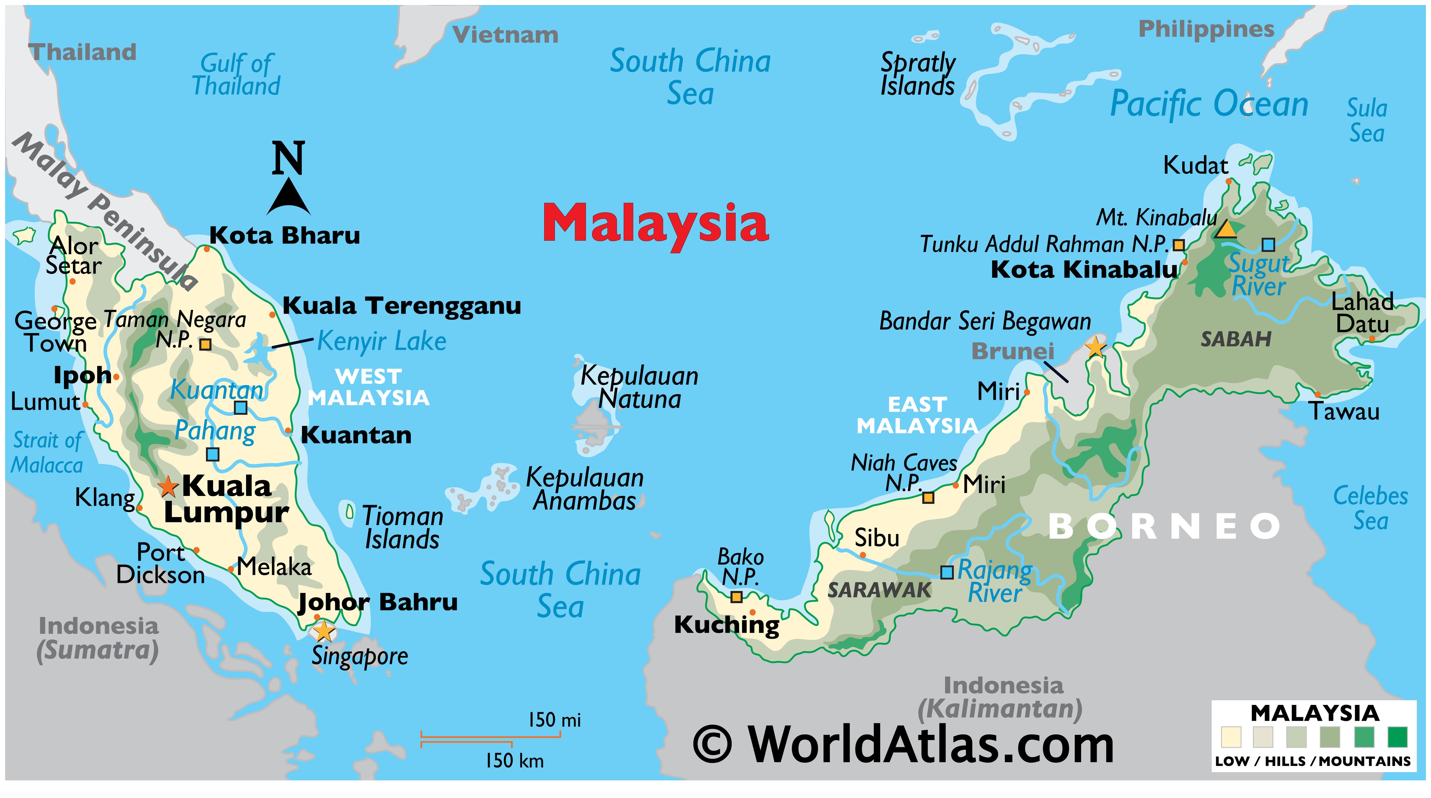 Malaysia Maps Including Outline And Topographical Maps Worldatlas Com