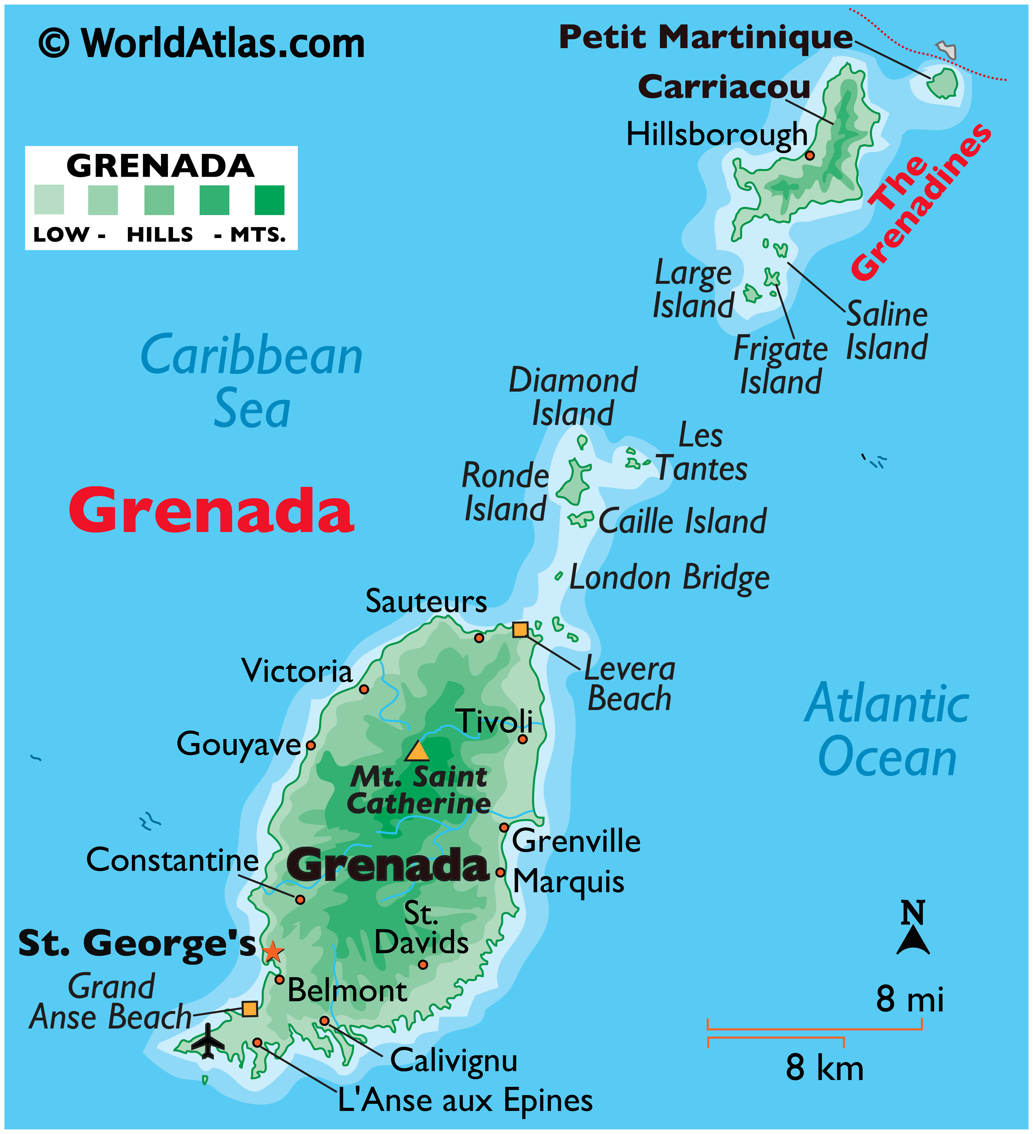 Grenada Map Geography Of Grenada Map Of Grenada