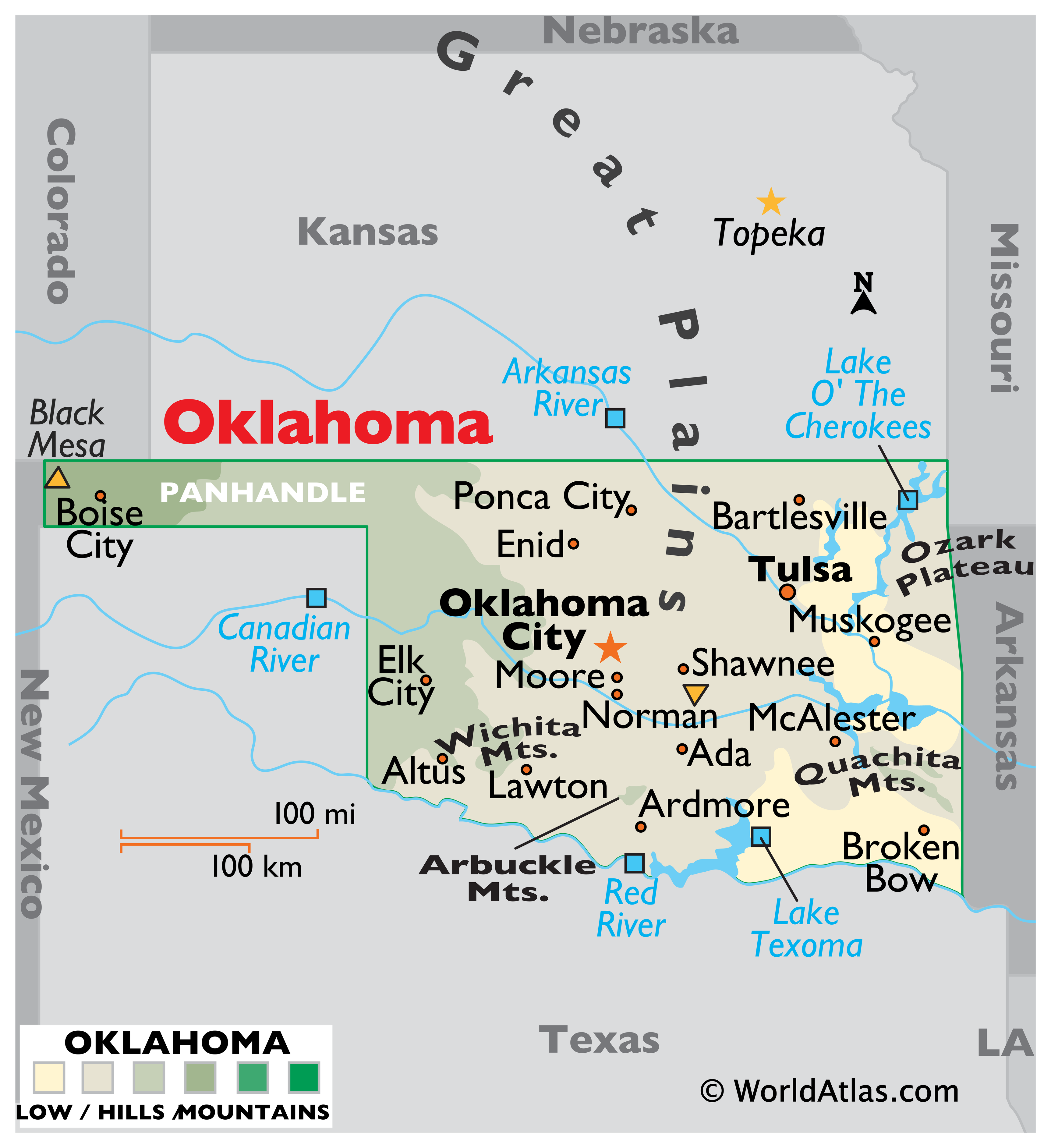 Oklahoma Map Geography Of Oklahoma Map Of Oklahoma 