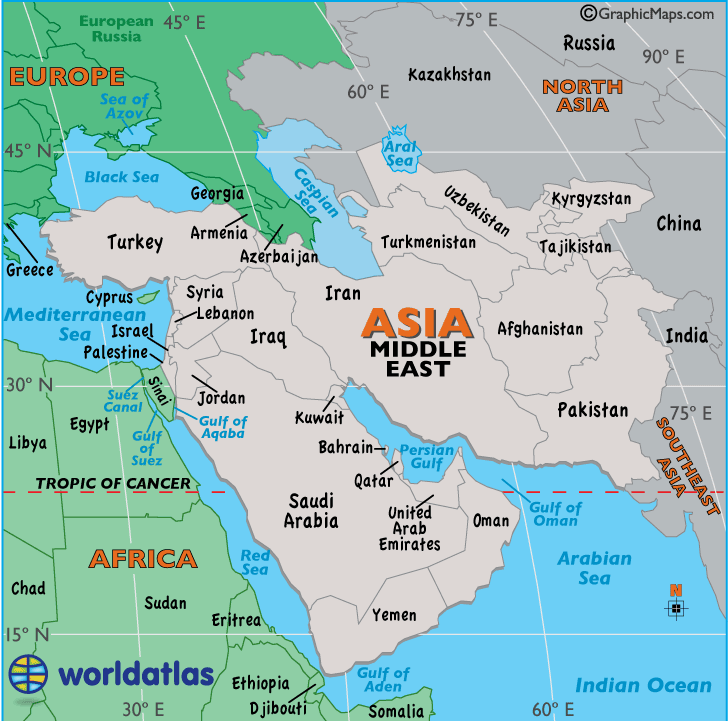 Middle East Map Map Of The Middle East Middle East Maps Of Landforms Roads Cities Countries