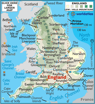 England Maps Including Outline and Topographical Maps ...