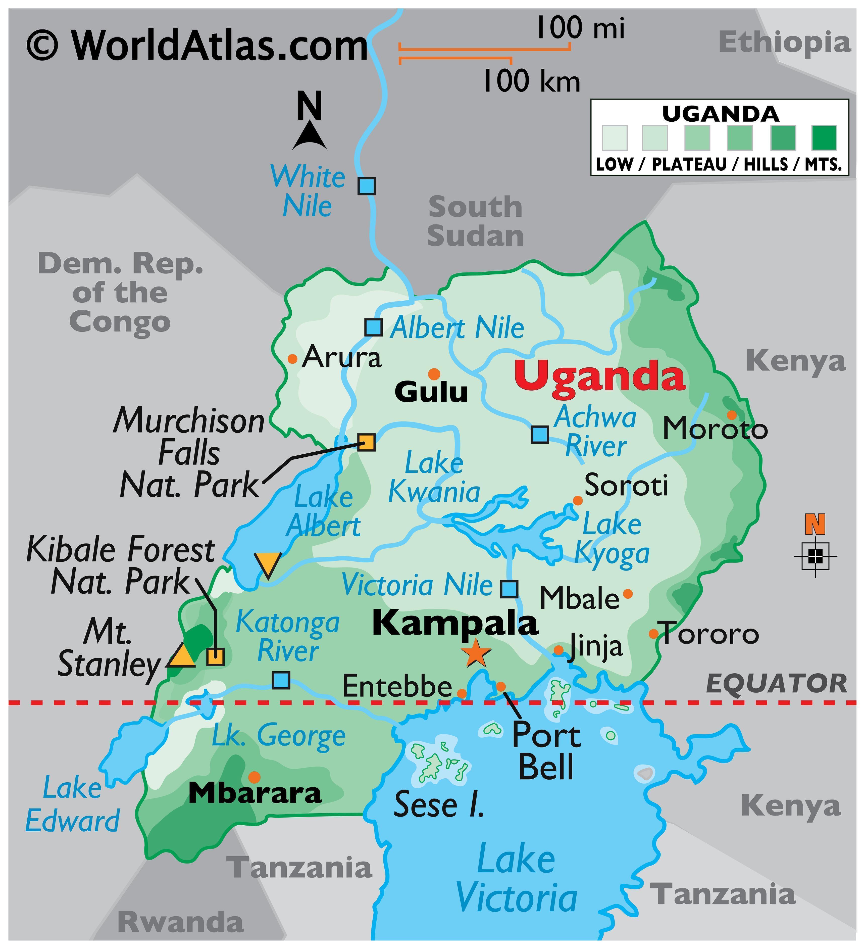 Uganda Latitude Longitude Absolute And Relative Locations World Atlas