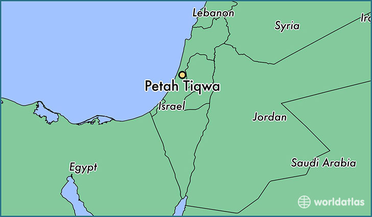 map showing the location of Petah Tiqwa