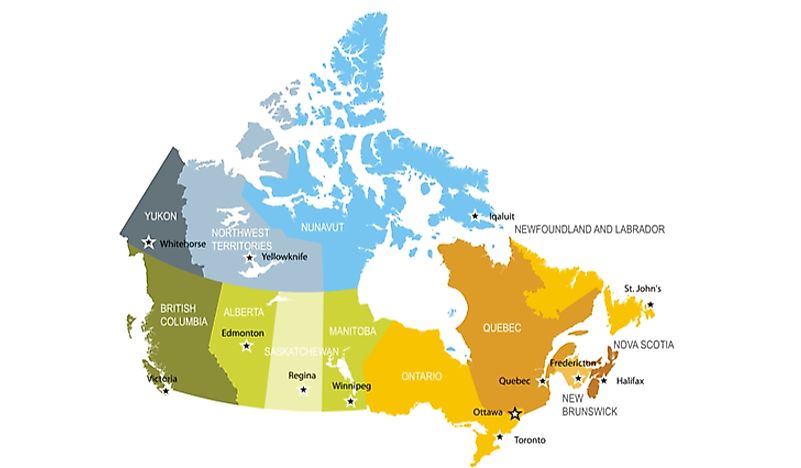 The Largest And Smallest Canadian Provinces Territories By Area