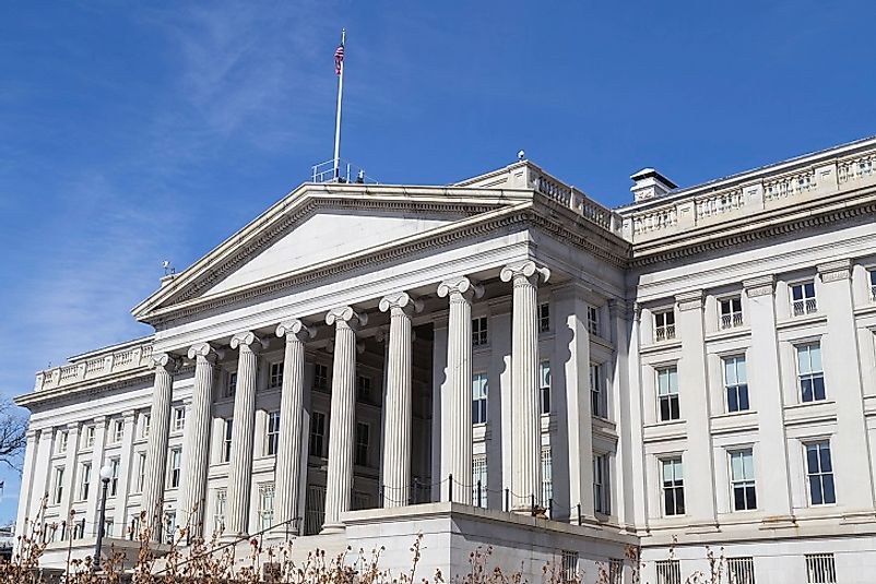 The United States Treasury headquarter building in Washington, D.C., U.S.A.