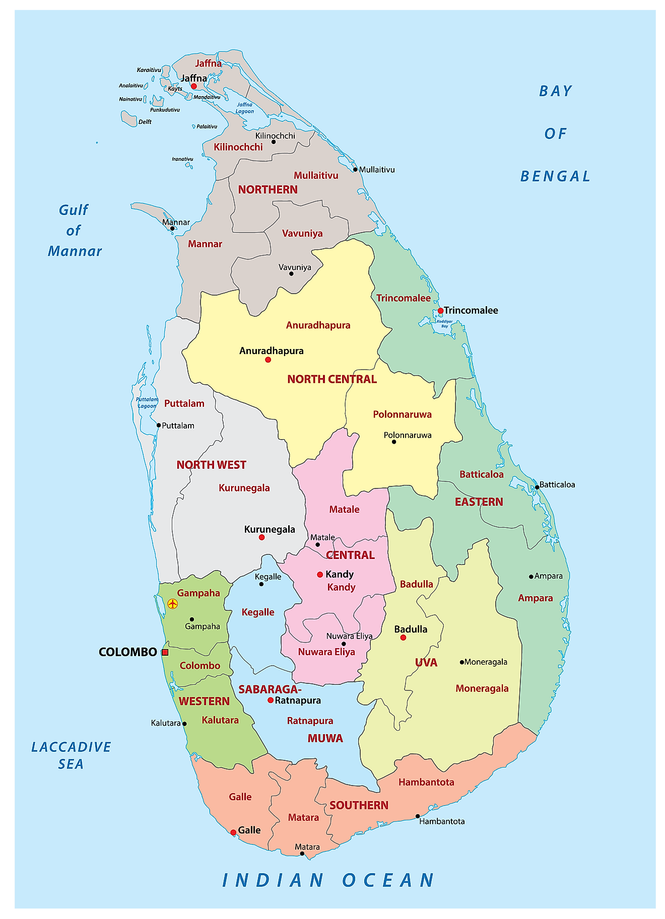 Sri Lanka Regions Map