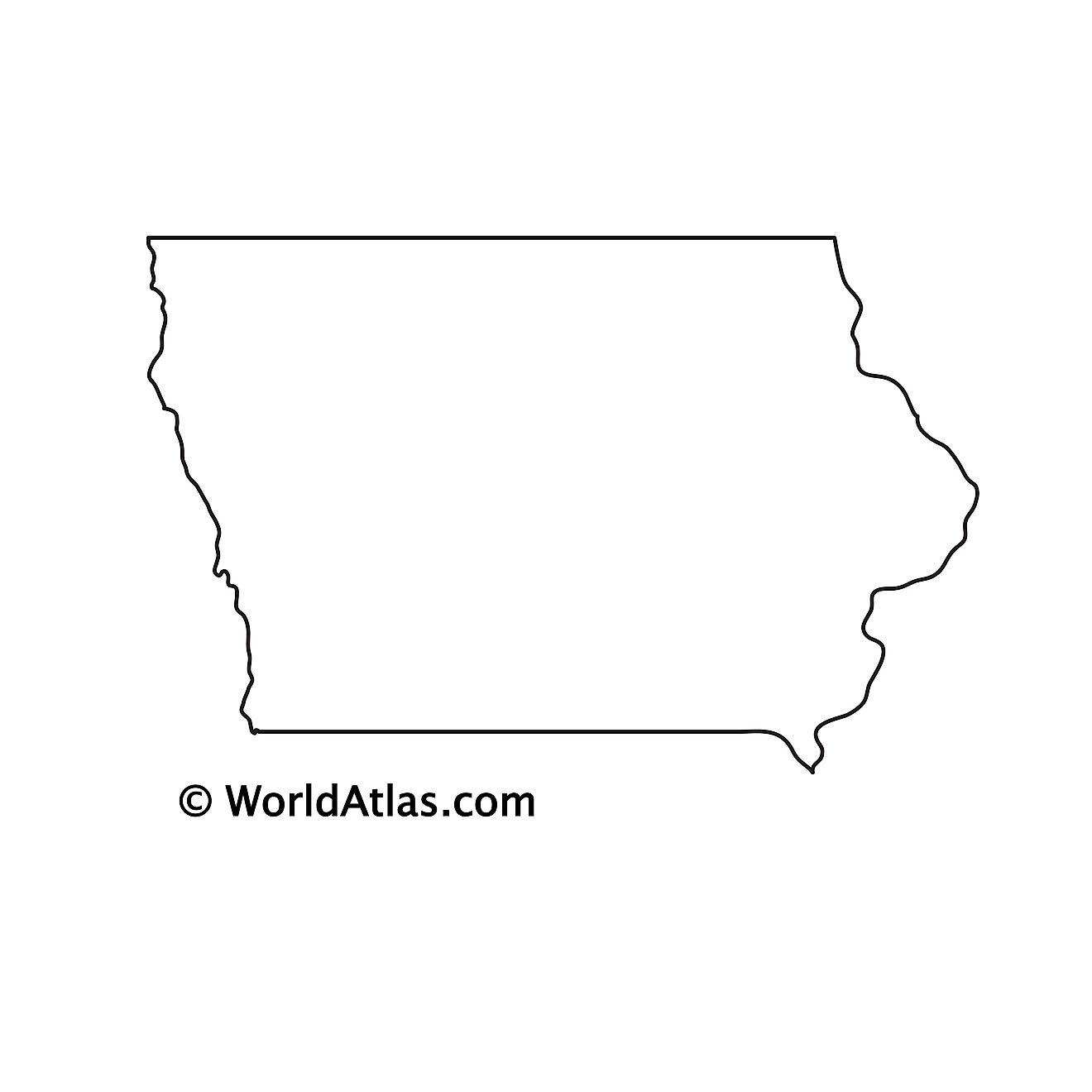Blank Outline Map of Iowa