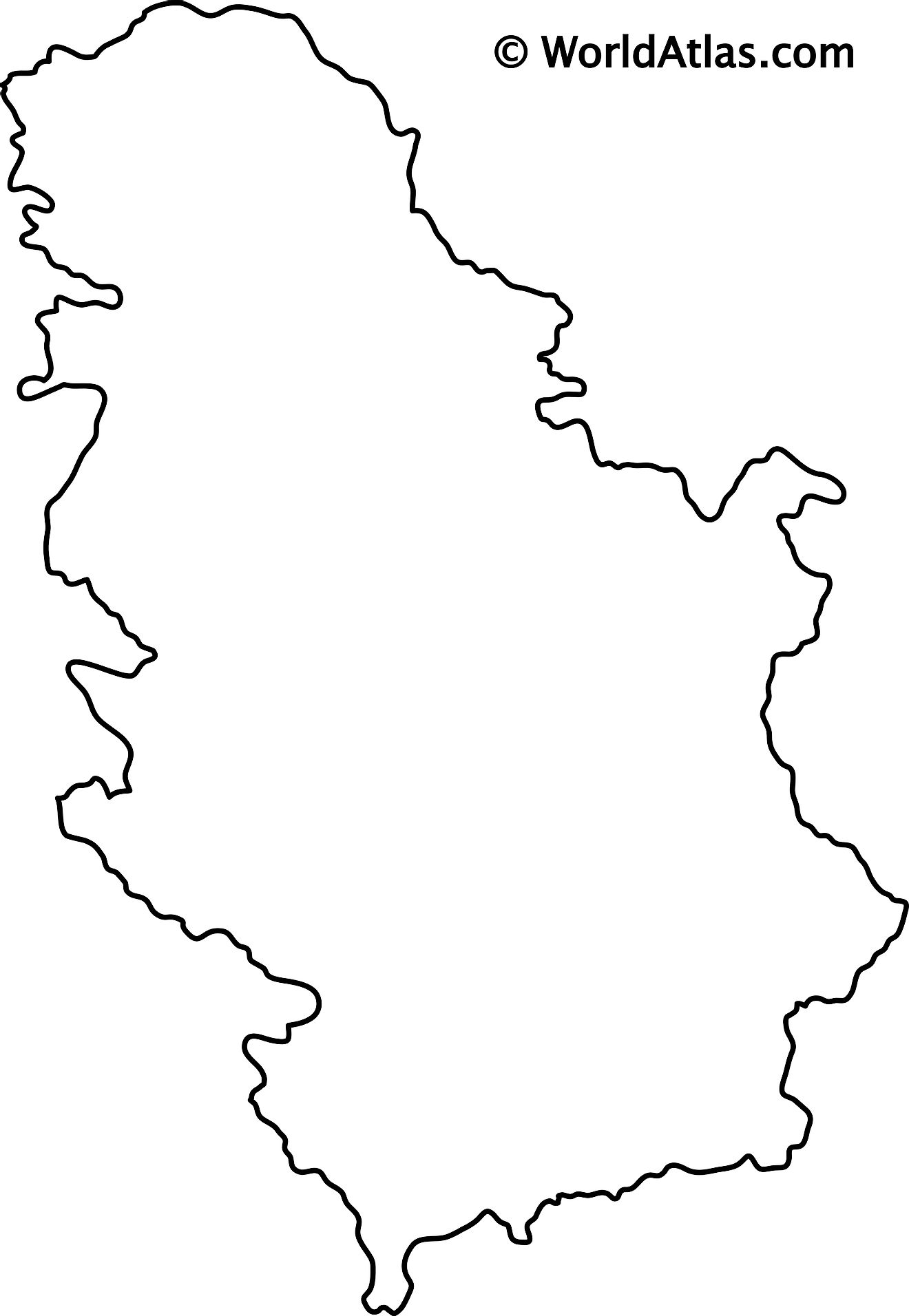 Blank Outline Map of Serbia