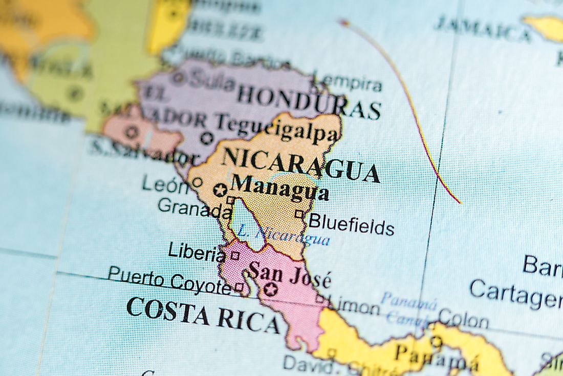 Where Is Nicaragua Located On A World Map Map
