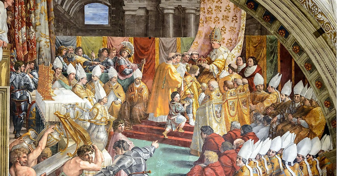 Coronation of Charlemagne in Vatican Museum, Rome, Italy. Editorial credit: Viacheslav Lopatin / Shutterstock.com