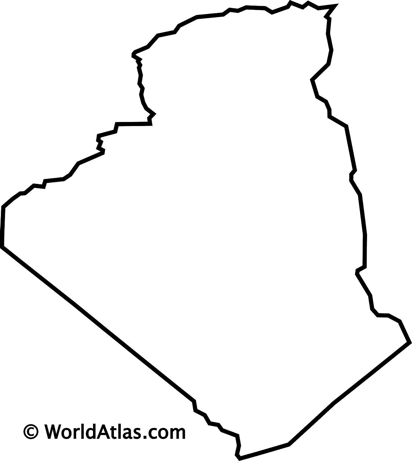 Blank Outline map of Algeria.