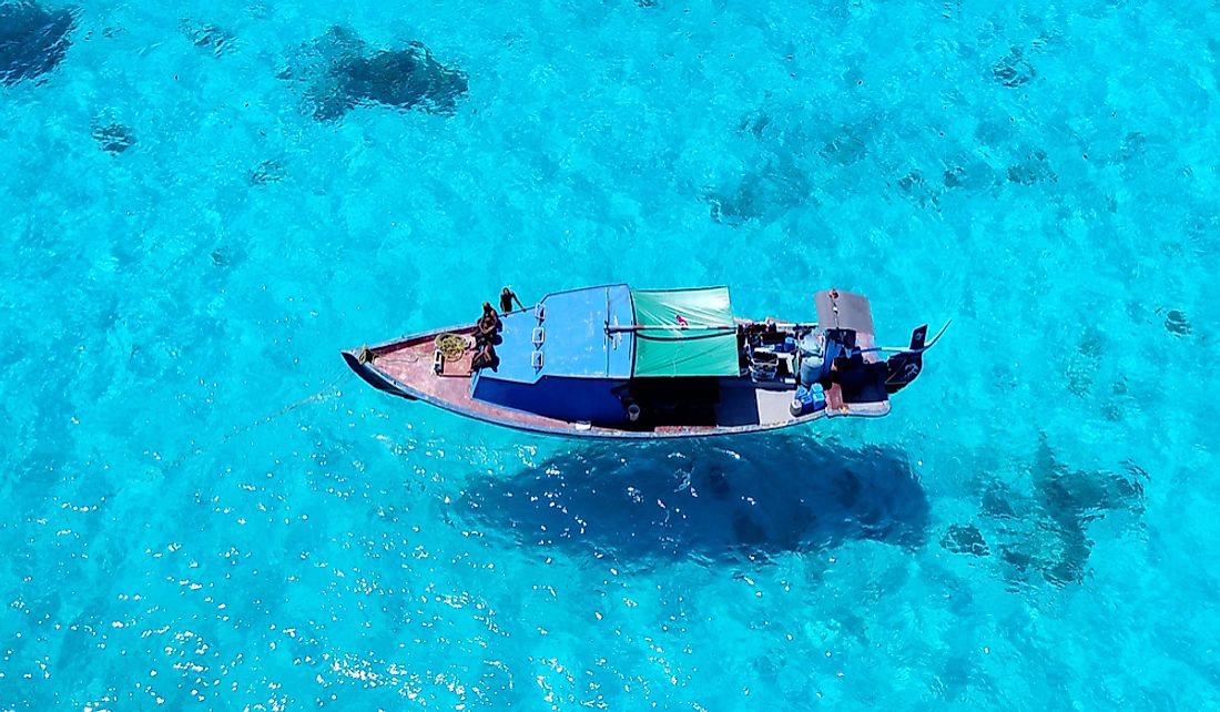 Fishing boat off the Maldives. 