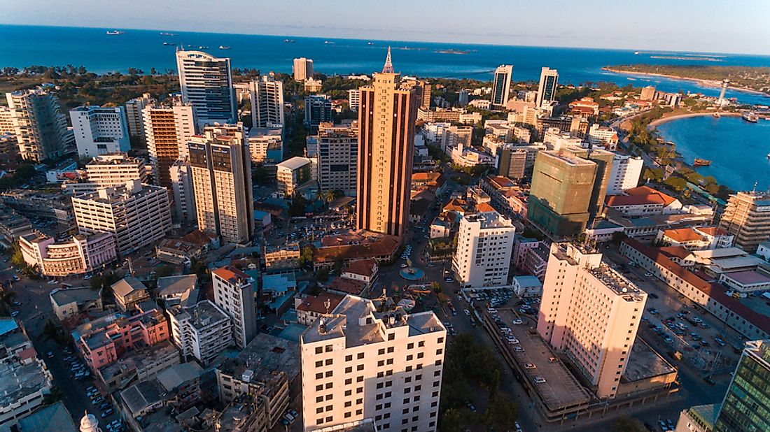 The skyline of Dar es Salaam, Tanzania. Tanzania is one of the most racially diverse countries in the world. 