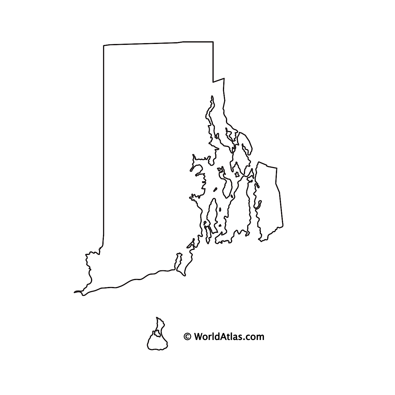 Blank Outline Map of Rhode Island