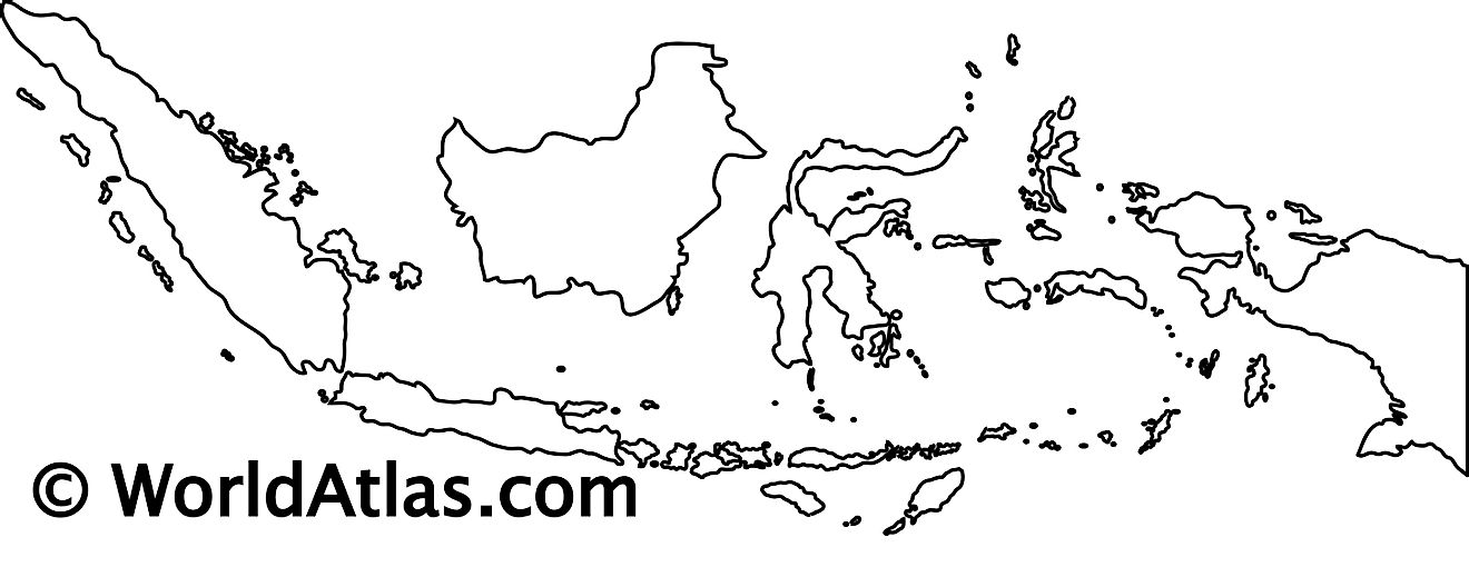 Blank Outline Map of Indonesia