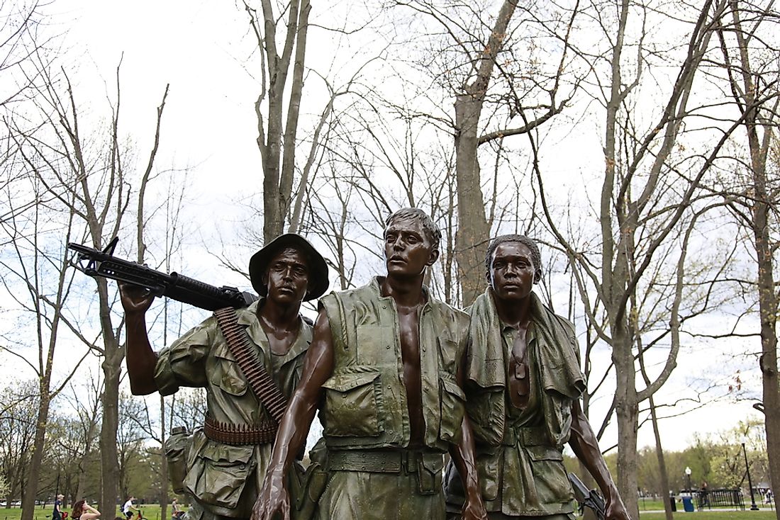 A statue of soldiers from the War in Vietnam. 