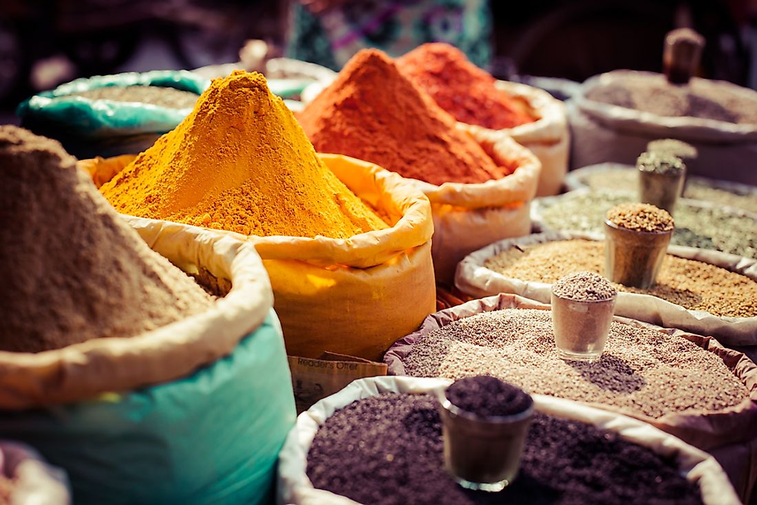 Spices at a market in India. 