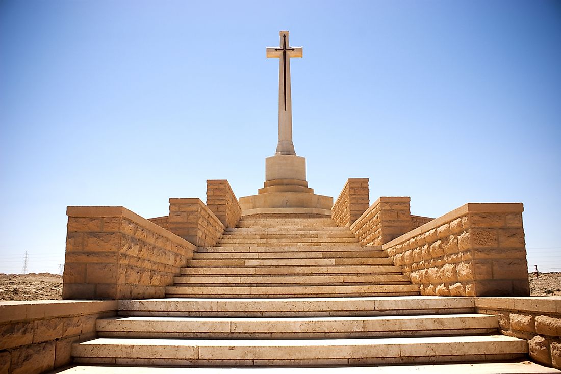 A monument to lives lost stands in Tobruk, Libya. 