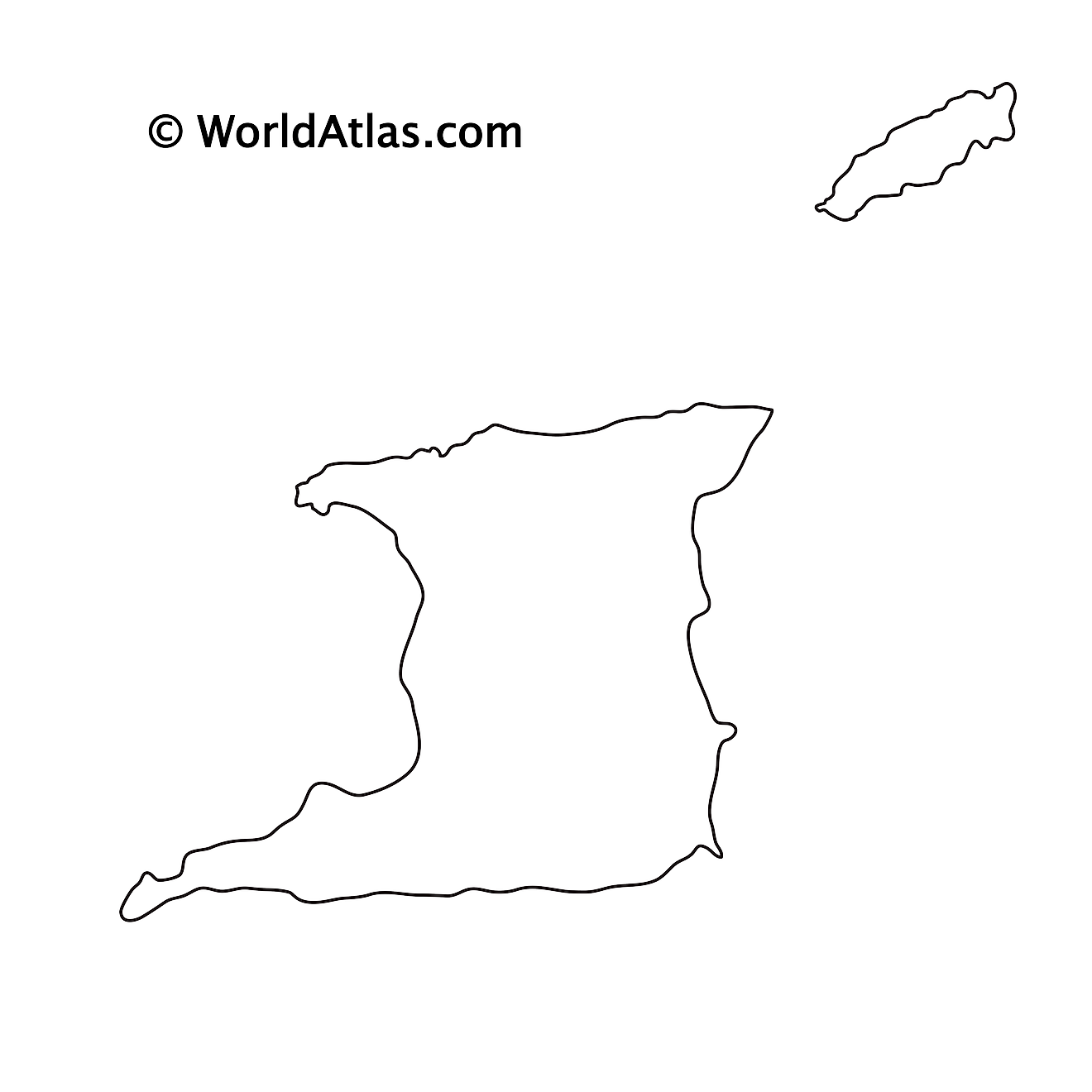 Blank Outline Map of Trinidad and Tobago