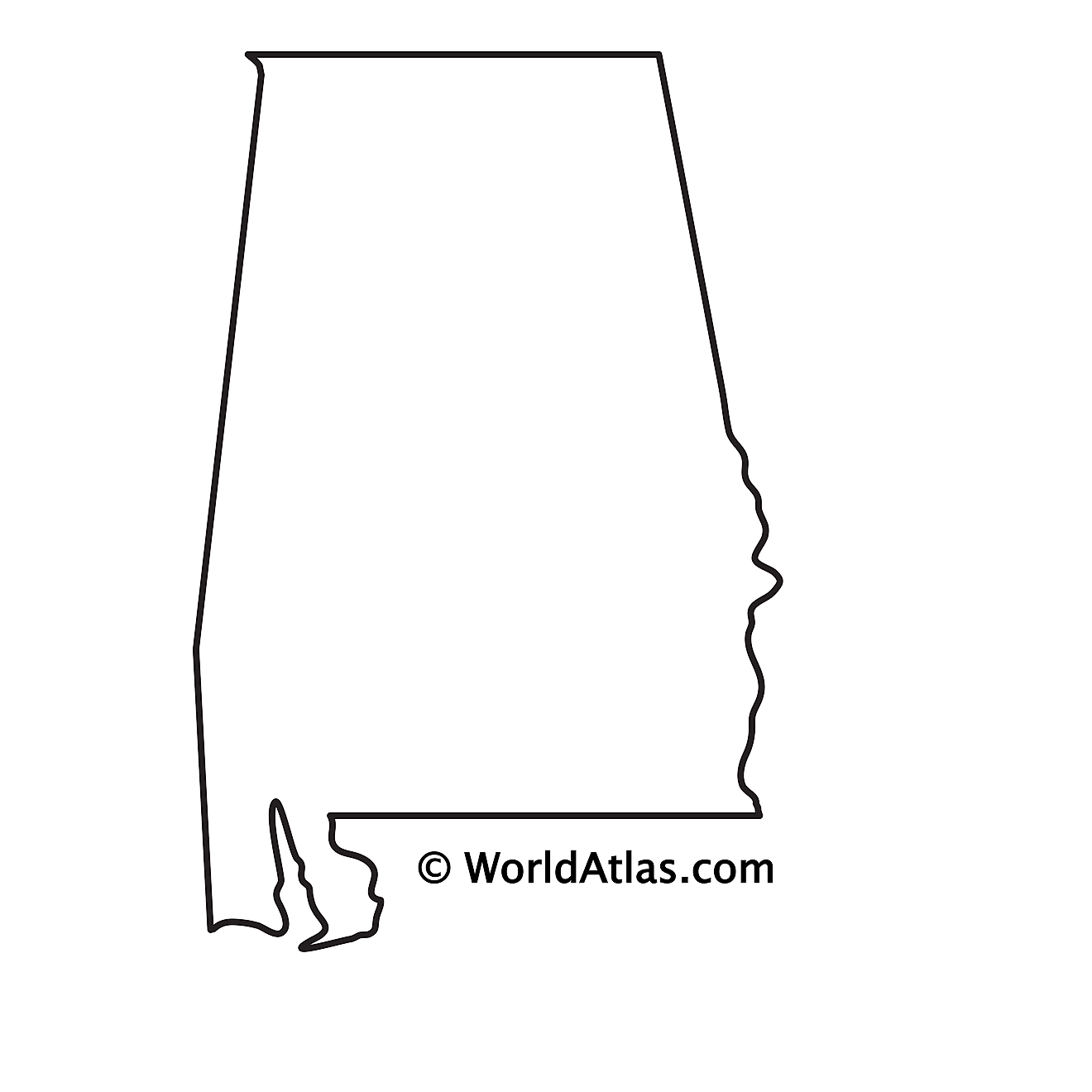Blank Outline Map of Alabama