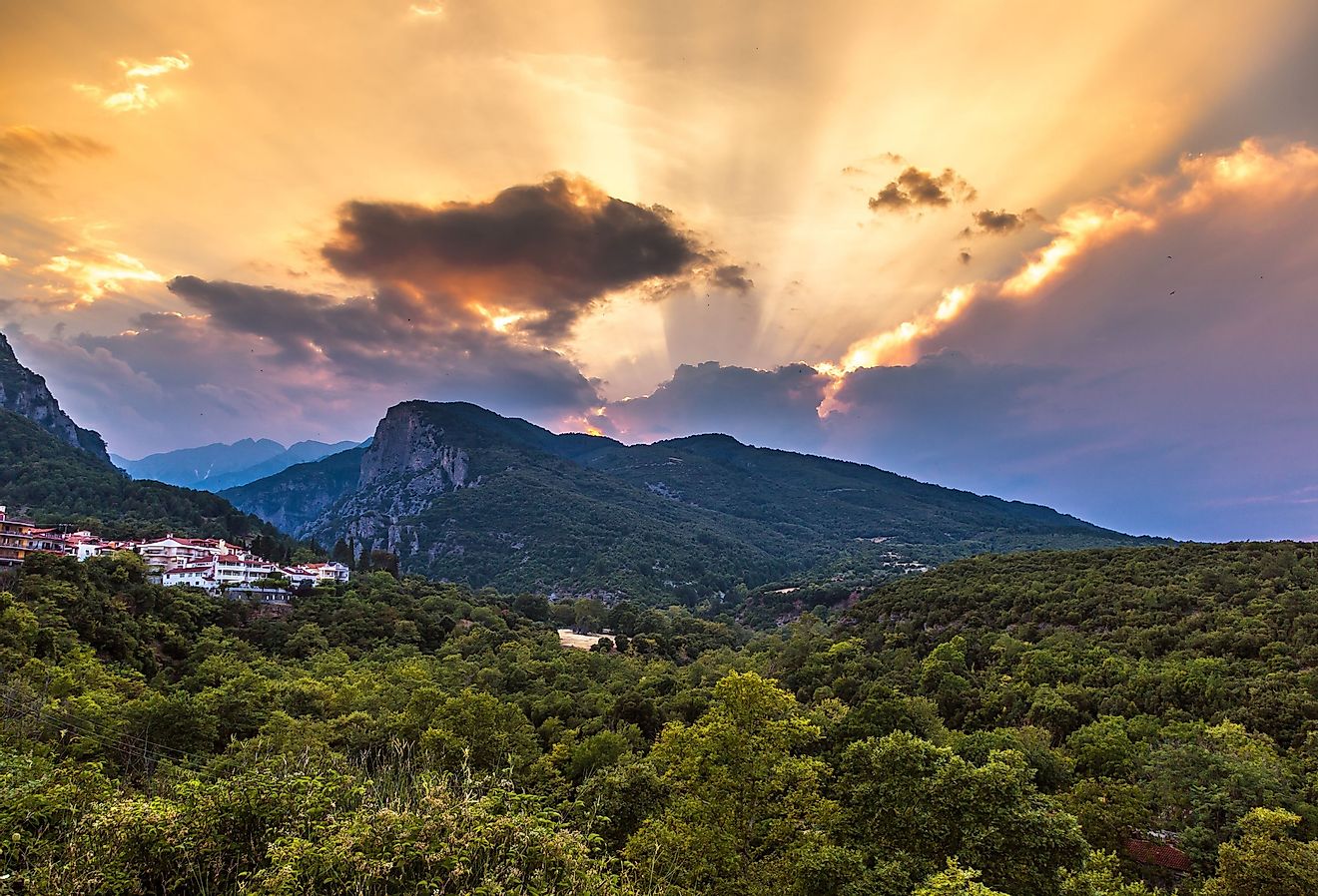 Mount Olympus in Greece in a summer evening.