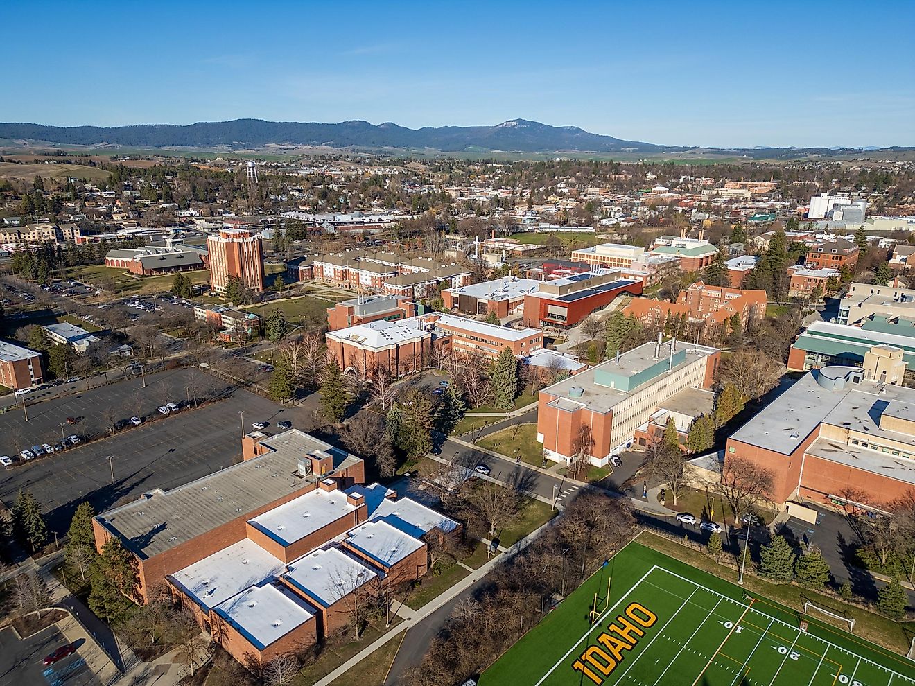 Aerial view of the University of Idaho in Moscow, Idaho.