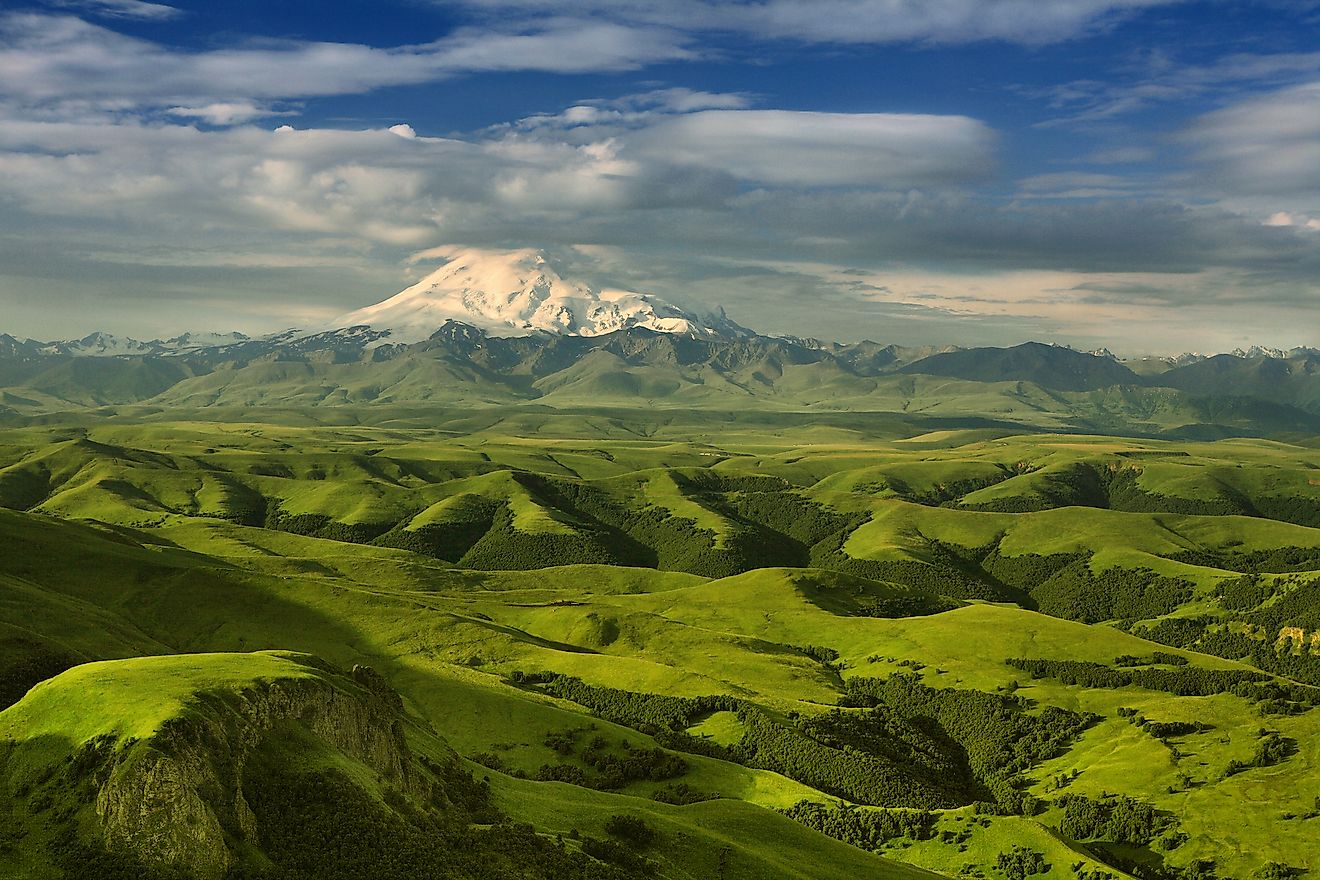 Mount Elbrus in the Caucasus.