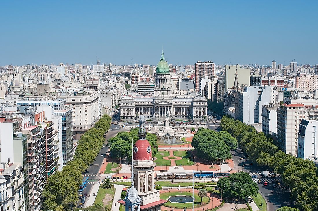 View of the heart of Buenos Aires, the capital and largest city in Argentina.