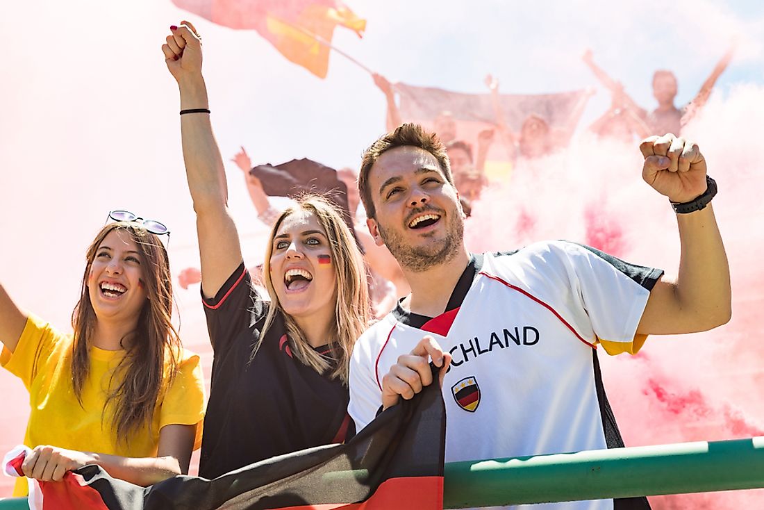 Supporters cheer on the German football team. 