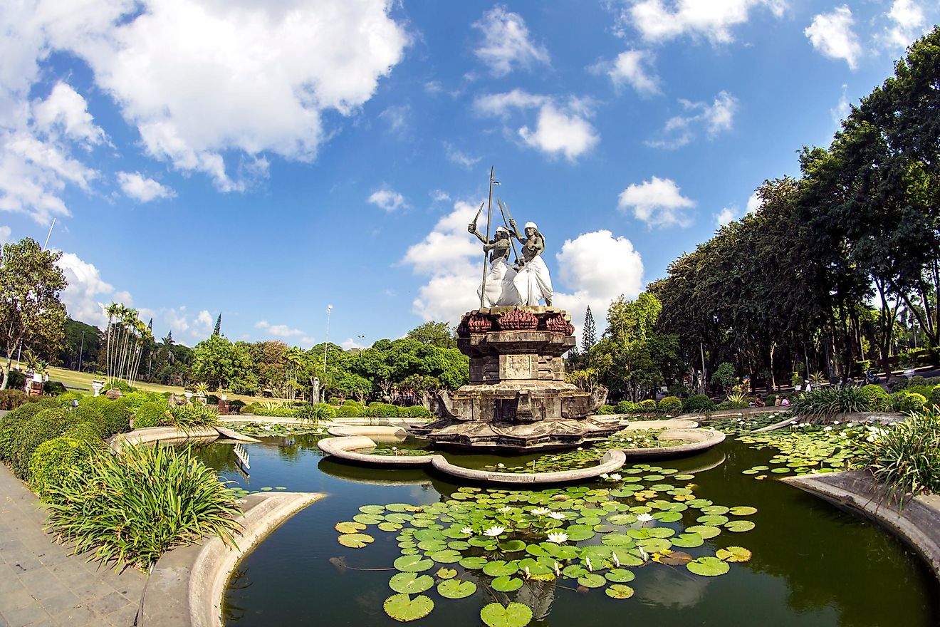 Monument of Puputan Badung, the monument is built to keep alive the moment of suicidal battle of The King of Denpasar against Dutch in year 1906. Image credit: ferryelegant / Shutterstock.com
