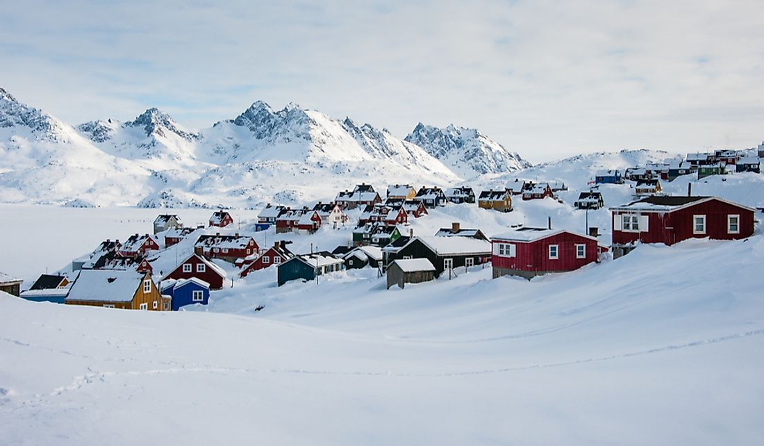 The town of Tasiilaq in East Greenland during the winter.