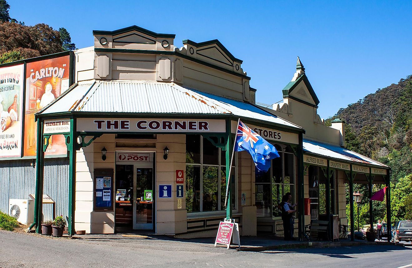 The quaint shopping precinct of the historic gold mining town of Walhalla, Victoria, via Norman Allchin / Shutterstock.com