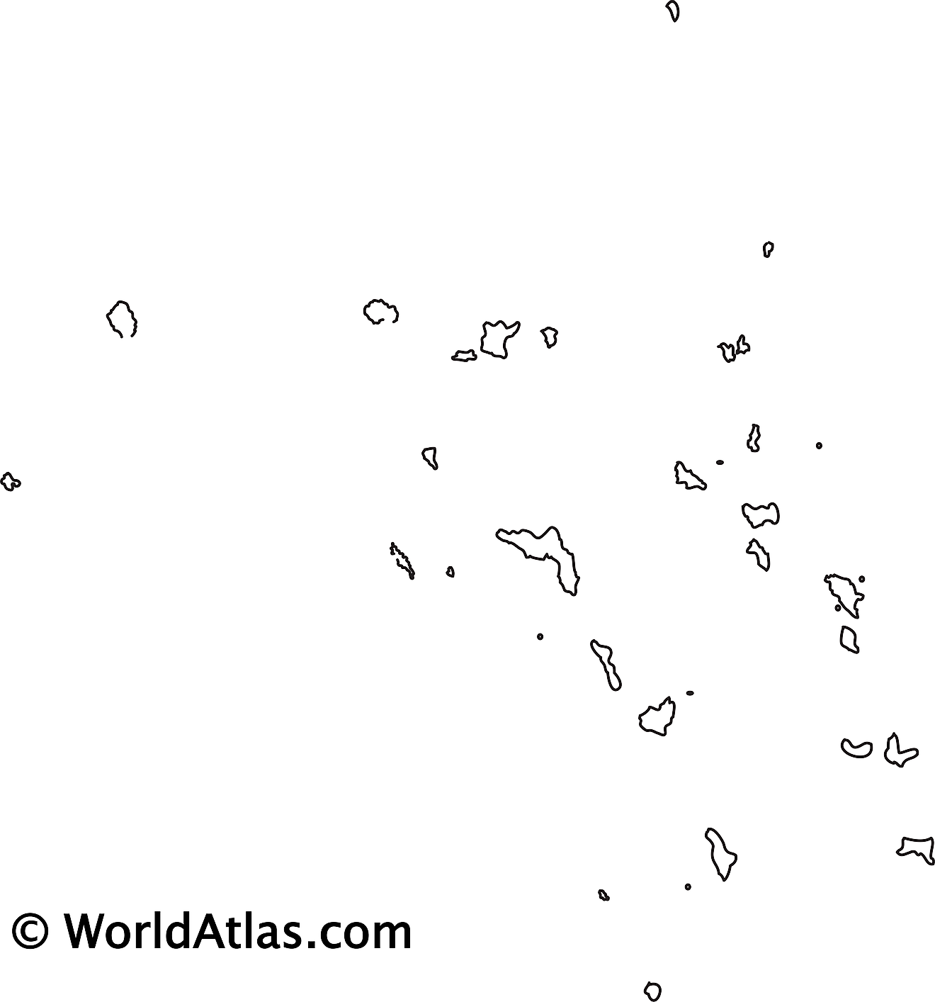 Blank Outline Map of Marshall Islands