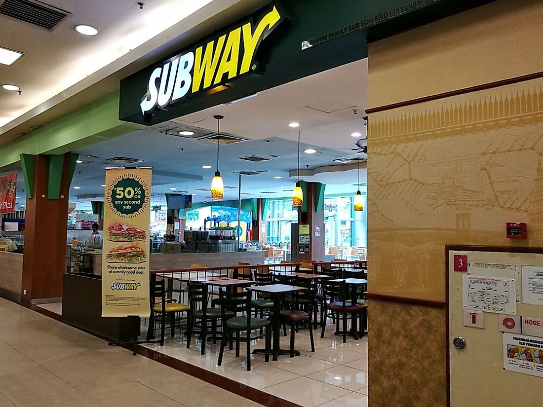 A Subway restaurant in Malaysia. Subway is the largest fast food chain in the world. Editorial credit: Azne Omar / Shutterstock.com.