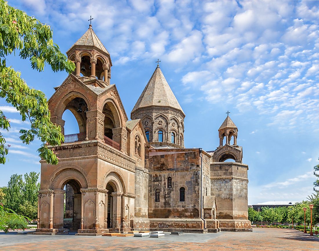 The Etchmiadzin Cathedral in Vagharshapat is the Armenian Apostolic Church's mother church and a UNESCO World Heritage Site.