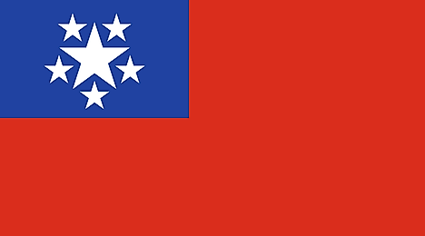 Red banner with six stars on blue canton