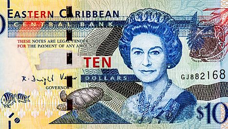 Eastern Caribbean 10 Dollars 2003 Banknotes.