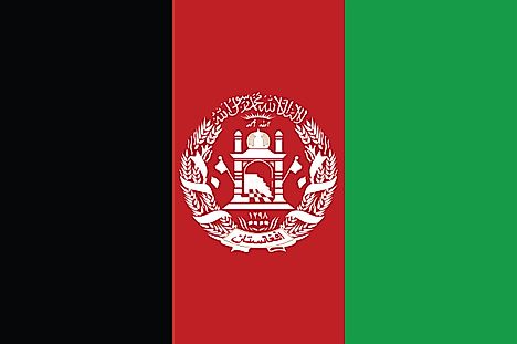 This Afghanistan flag is similar to the current flag but the emblem is smaller.