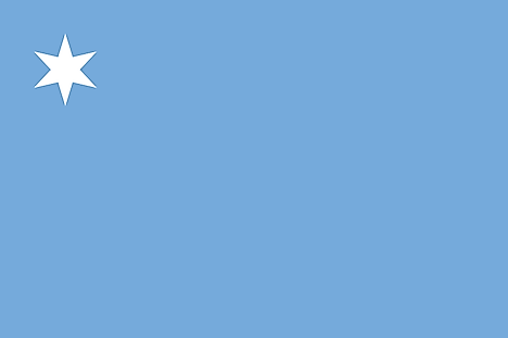 Light blue flag with 6-pointed star on upper left