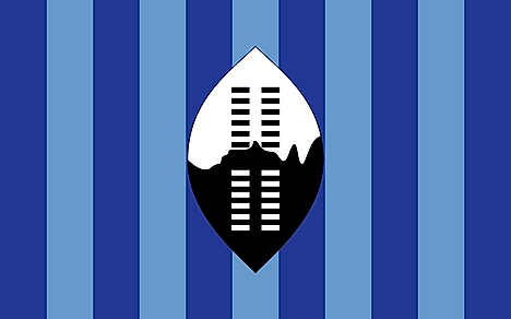 Alternating dark and light blue vertical stripes with shield in the middle