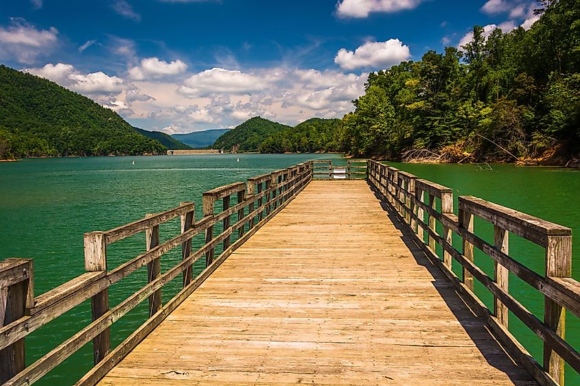 Fishing pier at Watauga Lake, in Cherokee National Forest, Tennessee