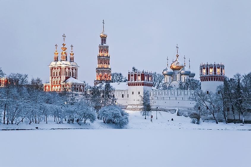A winter scene in Moscow, Russia.